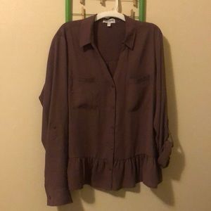 NWOT Express Portofino Shirt with Ruffle - Size Lg